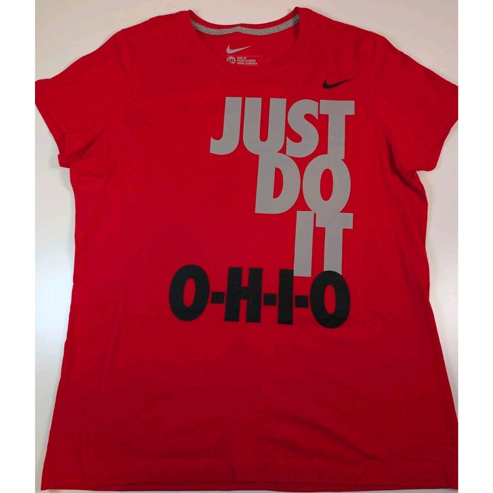 Nike Ohio State Buckeye T-Shirt Women's Size XXL 2XL Slim Fit Just Do It